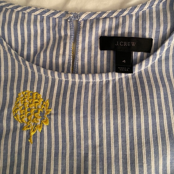 J. Crew blue striped, size 4, yellow pineapple embroidered, side tie tank. - Picture 9 of 13